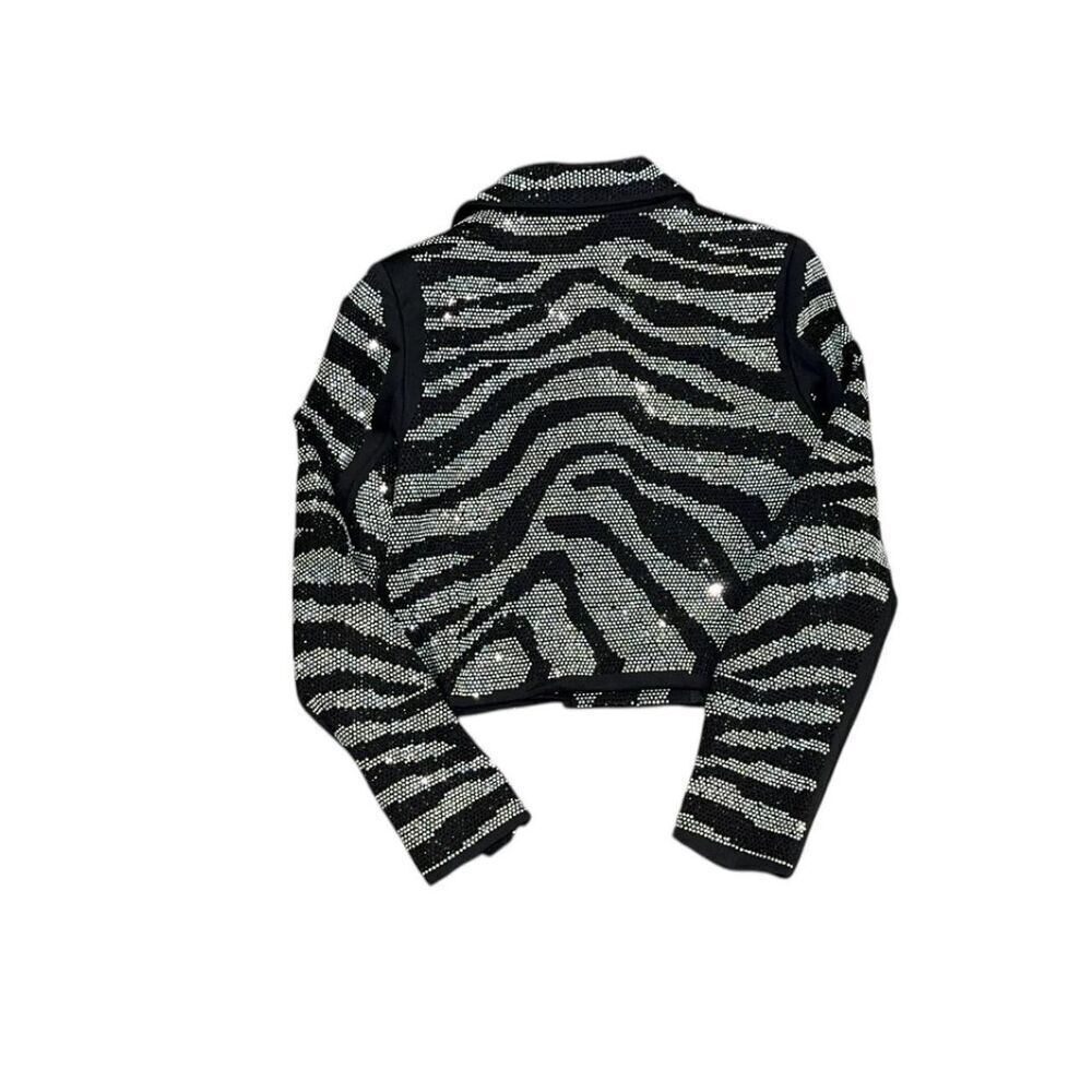 Dellore Black and silver zebra print sequin jacket - Picture 4 of 4